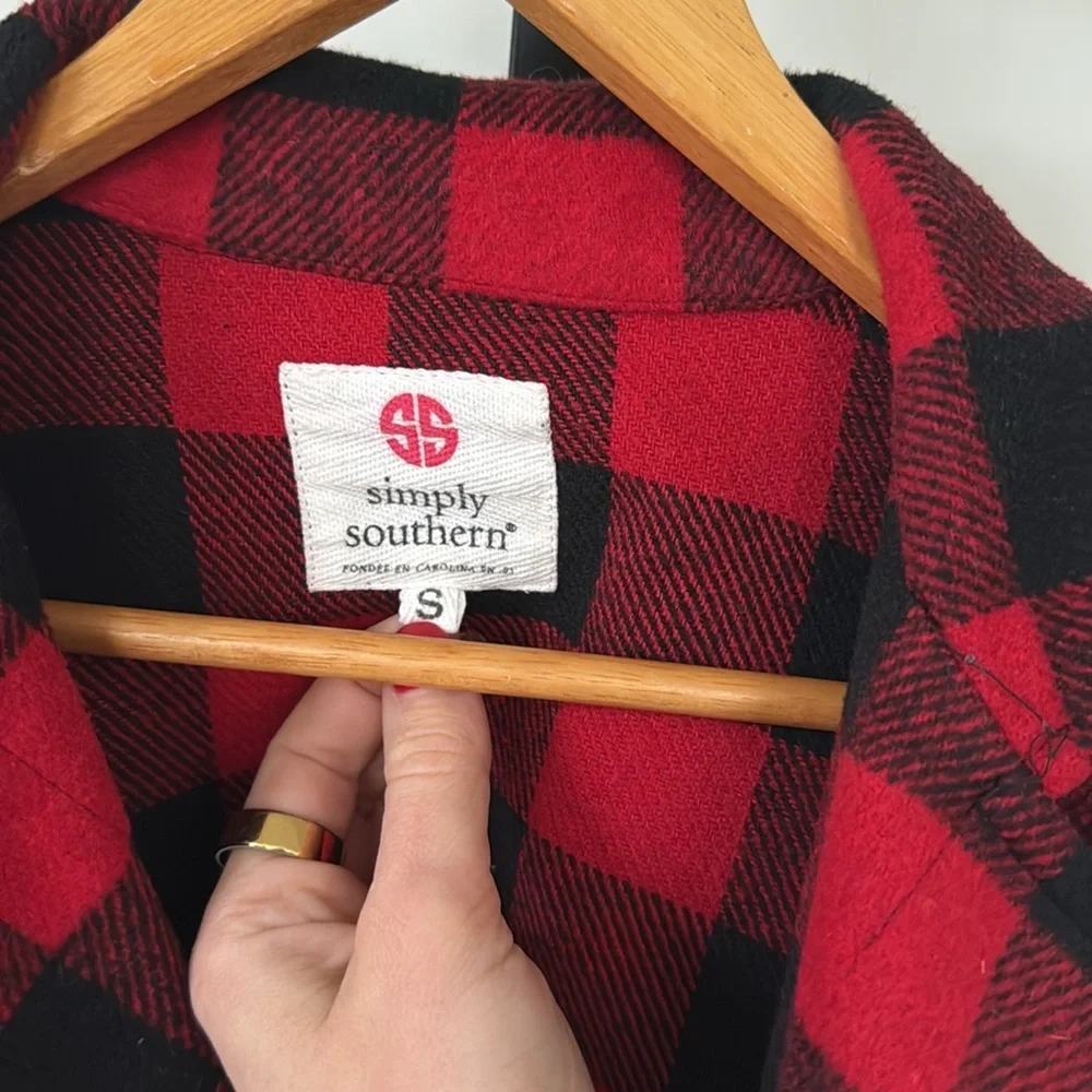Simply Southern plaid checkerboard button coat jacket - Picture 4 of 5
